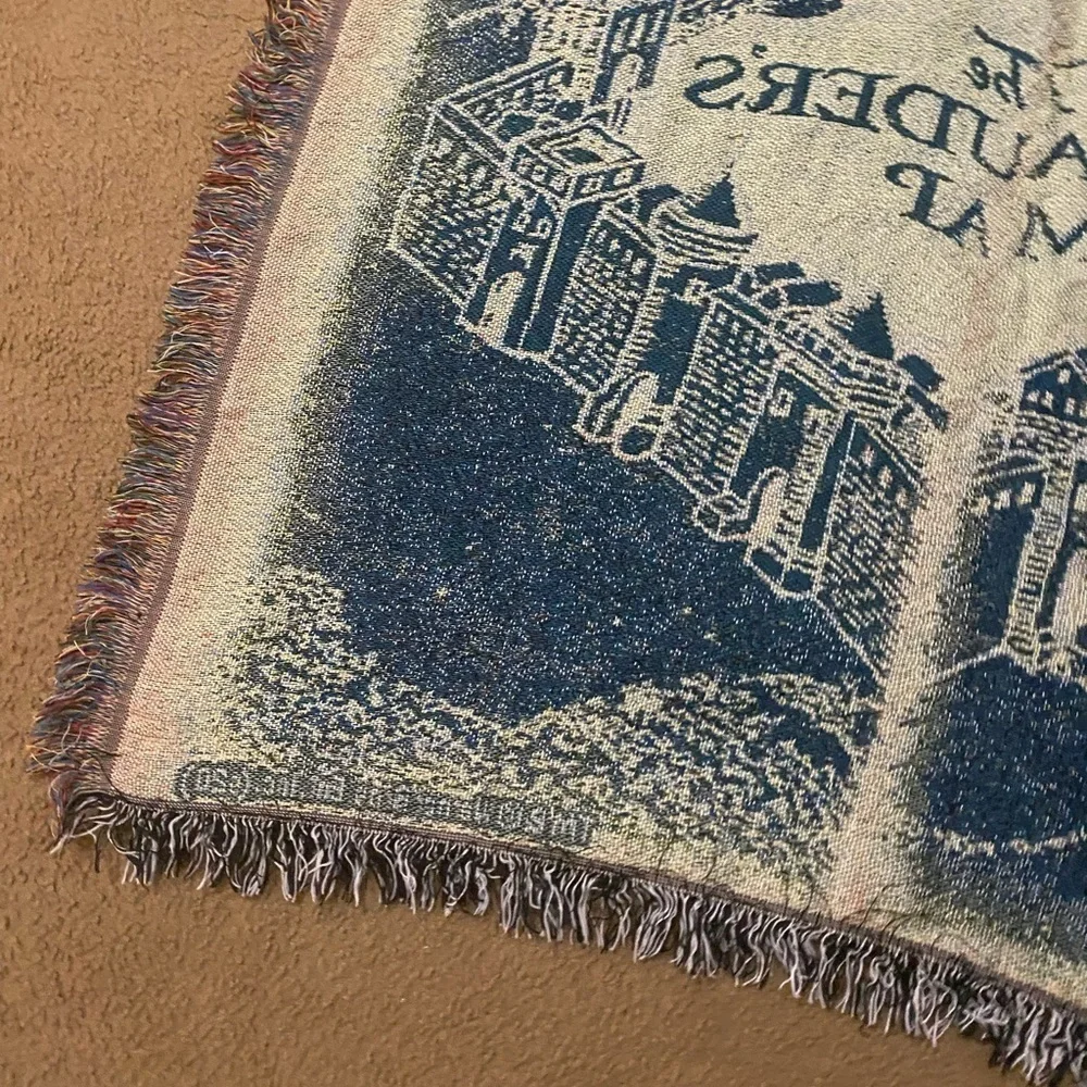 Harry Potter Marauder's Map Woven Tapestry Throw Blanket American Made 48 x 60